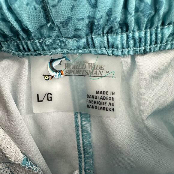 World‎ Wide Sportsman size large blue shorts unlined elastic w inner tie waist - Picture 6 of 6